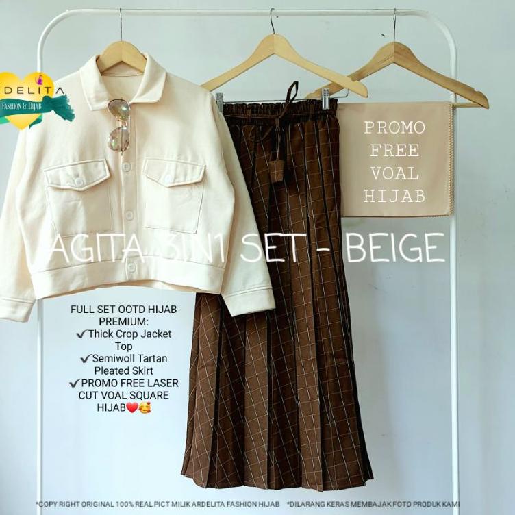 [KODE 588] PROMO FREE JILBAB ORI 100% REAL PICT AGITA 3IN1 SET BAJU SETELAN WANITA HIJAB LEBARAN 202