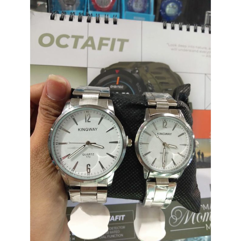 Jam Tangan Couple Analog Rantai Stainless Steels Kingway Polos