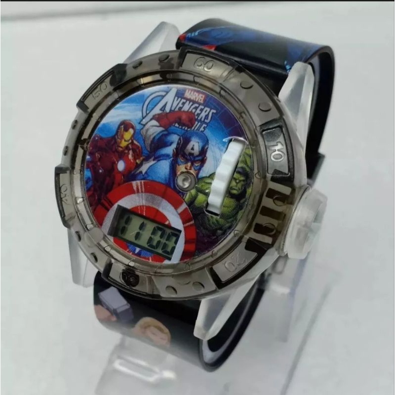 Jam Tangan Cowok Digital Anak Laki Laki Keren Anak Digital Lampu Musik Laser Karakter Captain