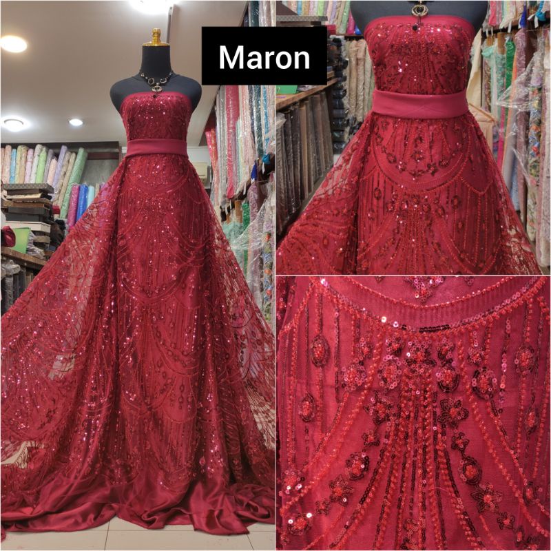 Kain Tile Ziad Nakad Sequin Dress Sapto Payet Maron