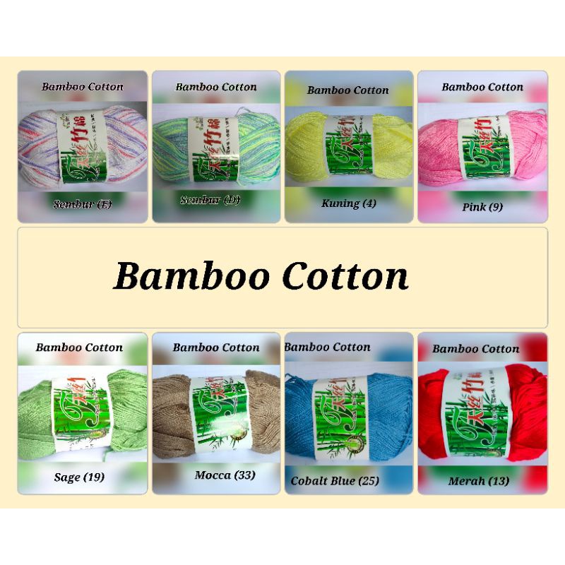Benang Rajut Bamboo Cotton/Katun Bambu(+/-50grm)