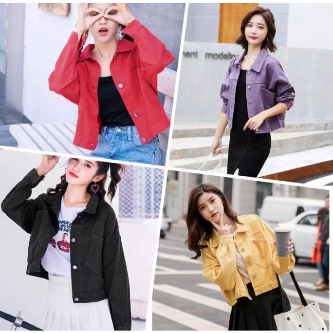 JAKET JEANS WANITA/JAKET JEANS CROP/JAKET OVERSIZE