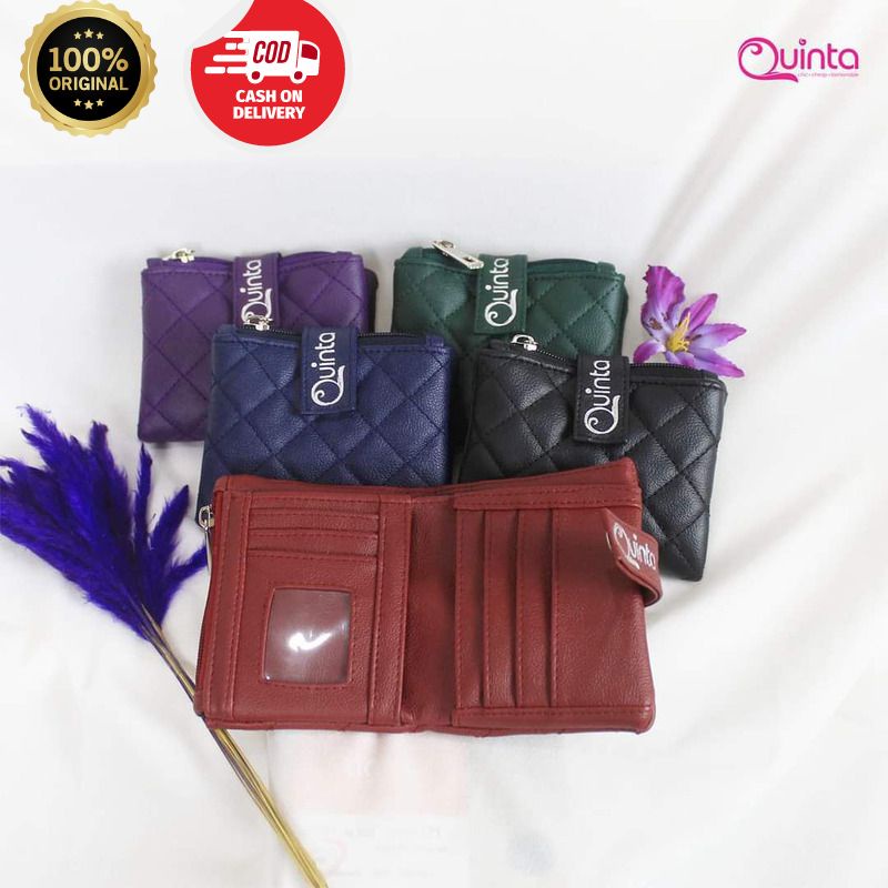 Mona dompet lipat Quinta Dompet kartu wanita Bahan premium empuk
