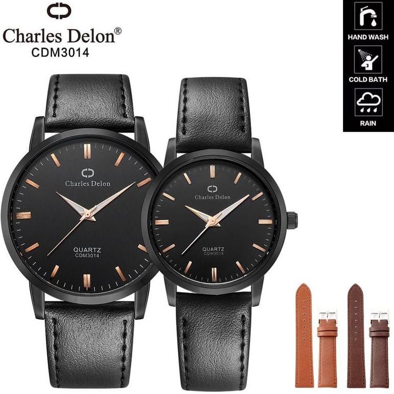 (COD) Jam Tangan Cauple Carles Delon Original Strap kulit Tahan Air