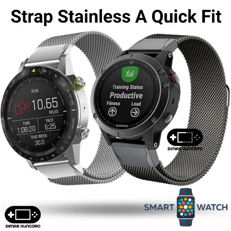 Strap Stainless A Quick Fit Garmin fenix 5 6 7 8 e amoled 47mm plus pro sapphire solar steel tali ja