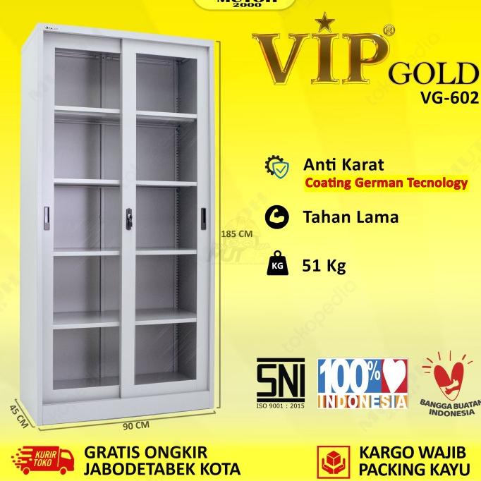 

Vip Gold Vg-602 Lemari Arsip Besi Pintu Sliding Kaca Sale