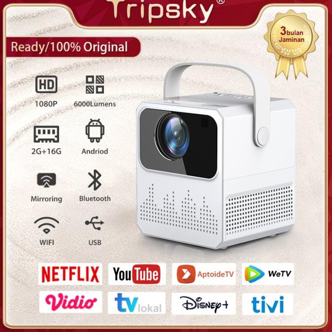 Smart Proyektor Android Wifi Mirroring Hp Projector 120Ansi 6000 Lumen Berkualitas