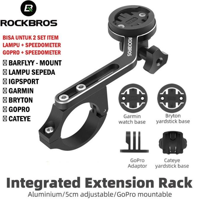 Rockbros Mount Lampu Barfly Mounting Garmin Cateye Bryton GoPro Holder