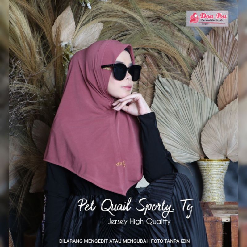 JILBAB INSTAN JERSEY HQ NON PET LUBANG MASKER DAN KACAMATA QUAIL SPORTY DOA IBU BY BUNYAMIN