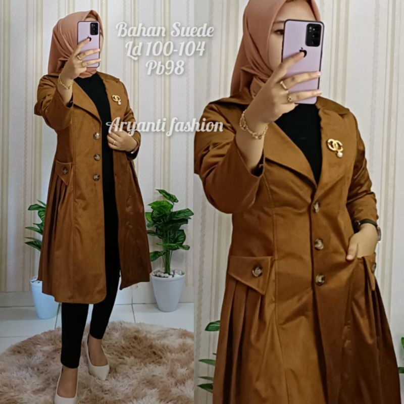 blazer long Suede blazer panjang wanita blazer import blazer viral kekinian blazer gaya korean blaze