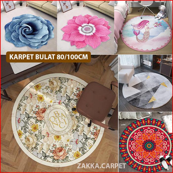 Terlaris Karpet Bulu Bulat Polyster 80Cm Karpet Kamar Estetik