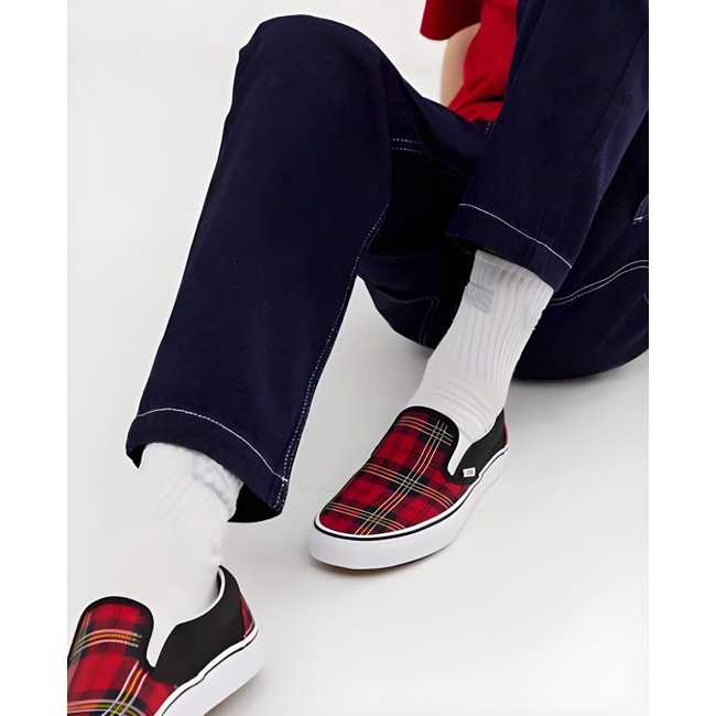 Vans Slip On Plaid Tartan Red White Black ORIGINAL 100% | Vans Original | Sepatu Vans Original | Van