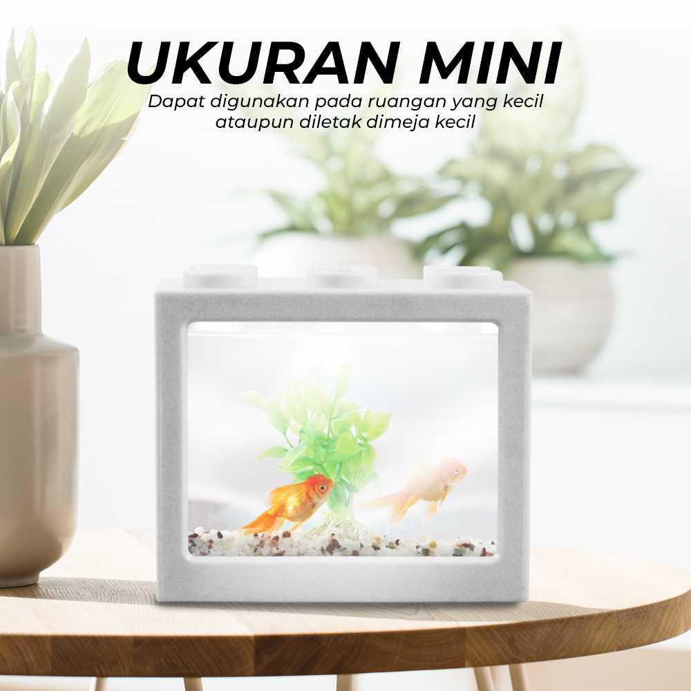 TOPINCN Aquarium Mini Lego Block 4 Windows 12x8x10cm White LED - TOP5