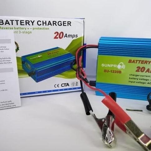 Charger Aki Otomatis 20Ampere Cas Aki Mobil 20A Sunpro