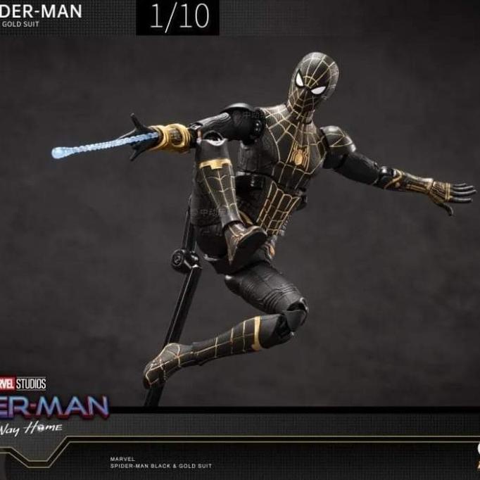 Mainan figure Spiderman ZD toys Spiderman Black Gold figure marvel juw01