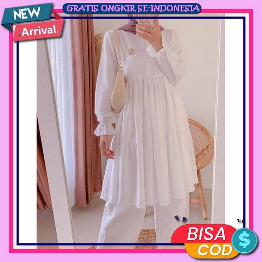 Tunic Crincle Airflow Blouse Korean Style Fashion Muslim Atasan Wanita Lengan Panjang Bsju Atasan Wa