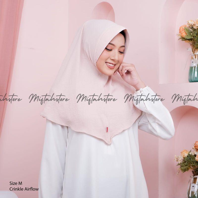 Hijab bergo pad crinkle airflow size M jilbab instan Crinkle airflow