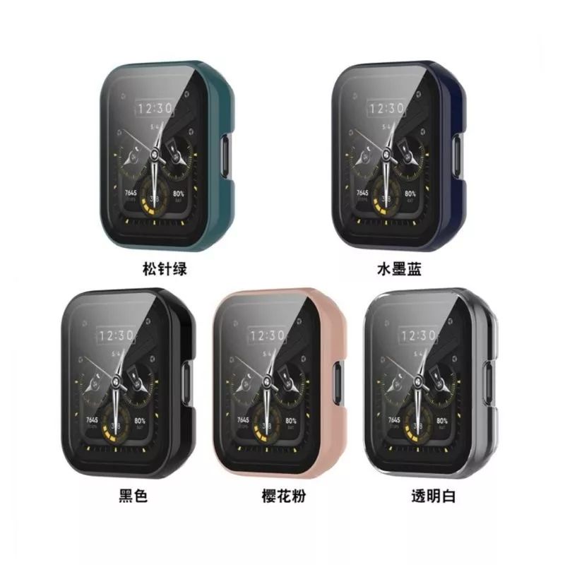 Case Pelindung Layar Tempred Glass Full Cover Bumper Realme Watch 2/Realme