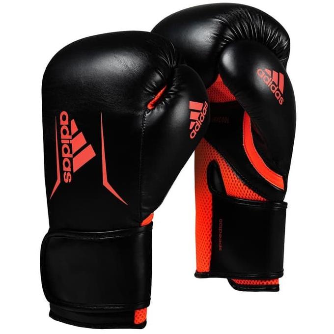Sarung Tinju Muaythai Adidas Speed 100 Boxing Gloves Black Solar Red