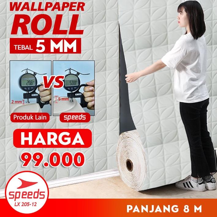 SPEEDS Wallpaper Dinding 3D Tebal 5mm stiker tahan air busa Wallpaper Dinding Kamar Tidur 205-12