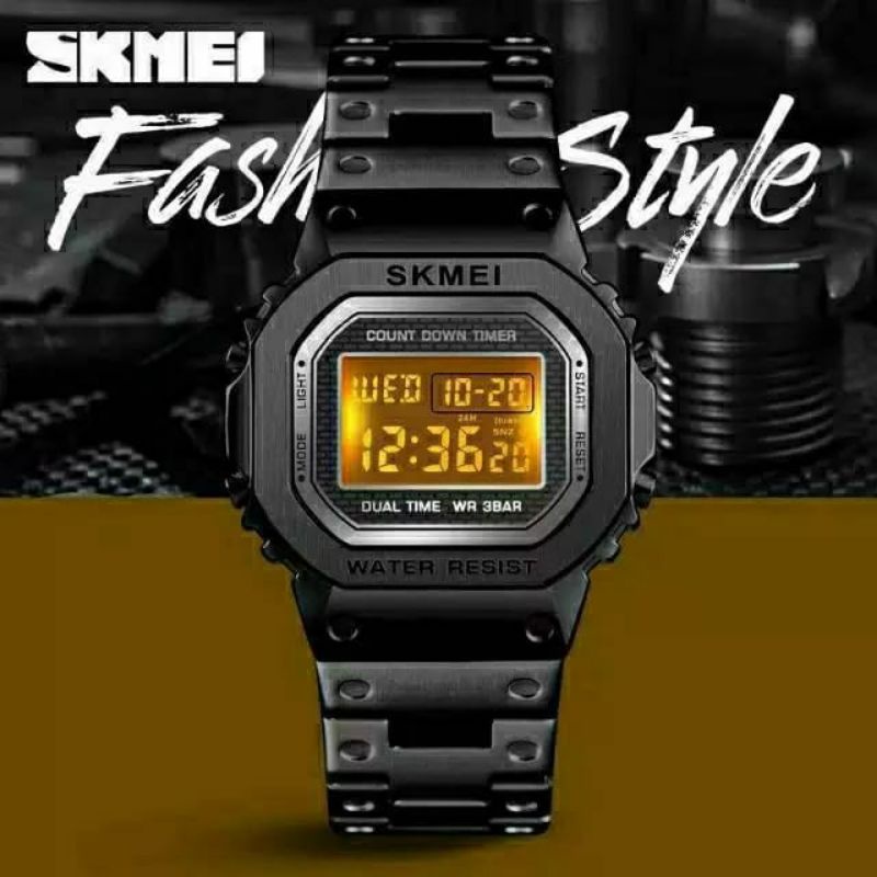 SKMEI 1456 ORIGINAL STAINLISS STEEL PRIA DIGITAL KASUAL JAM TANGAN SKMEI