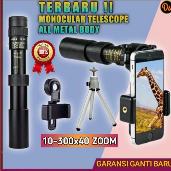 MONOCULAR TELESKOP TELESCOPE 10-300x40 ZOOM + TRIPOD + CLIP TELESCOPE