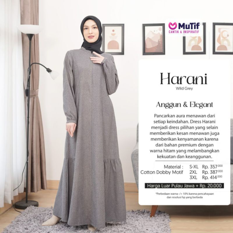 Mutif Harani Wild Grey Mutif Harano Wild Purple Baju Muslim Gamis Dress Casual Premium Terbaru Ori Lebaran 2023 Sarimbit