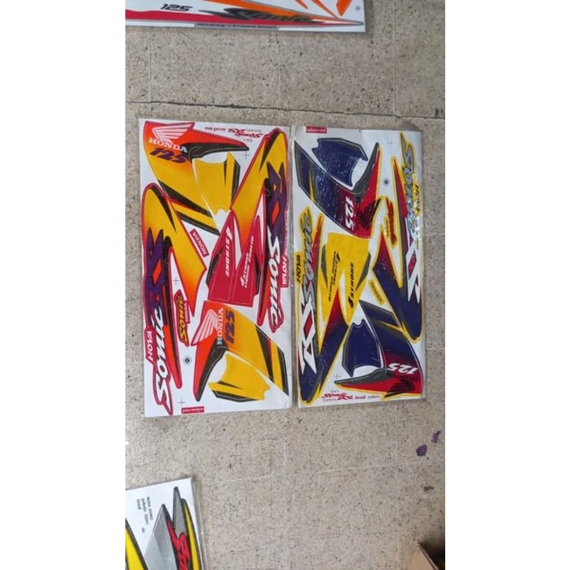 Original Impor Thailand Honda NOVA Sonic 125 OLD Merah Kuning Karbu  NOS Striping Stiker FULL Set Bo