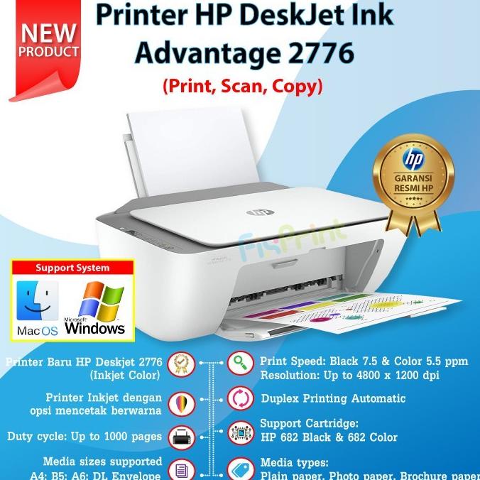 Gosend Grab Ok - Printer Hp Deskjet 2776 Ink Advantage Hp2776 Print Boombayachgo