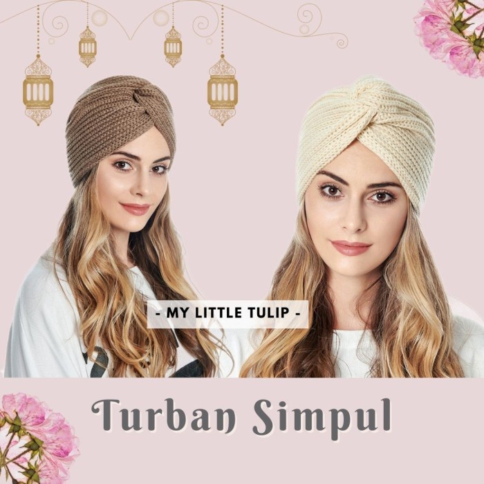 Turban Turban Simpul Cewek Turban Polos Rajut Penutup Kepala Wanita Muslim