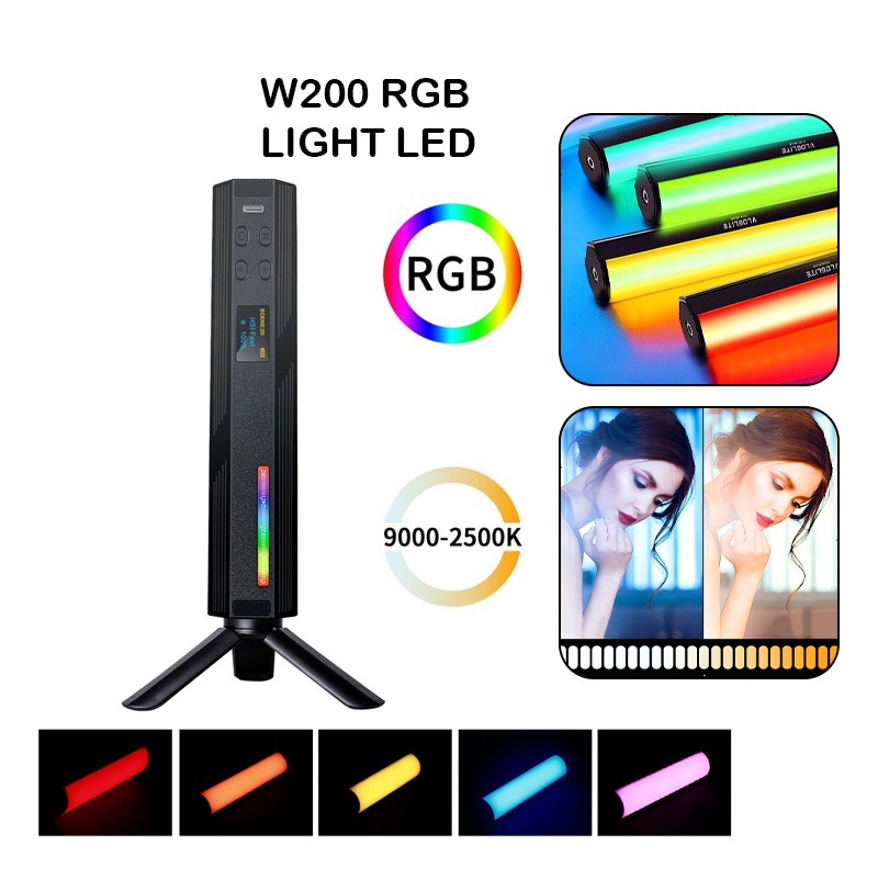 ⚡Bisa COD⚡ W200 LED RGB cahaya lembut Tabung Cahaya Cahaya Genggam Fotografi Tongkat Fotografi Genggam Isi Video Kreatif Genggam Sutefoto Genggam Tongkat Cahaya Led