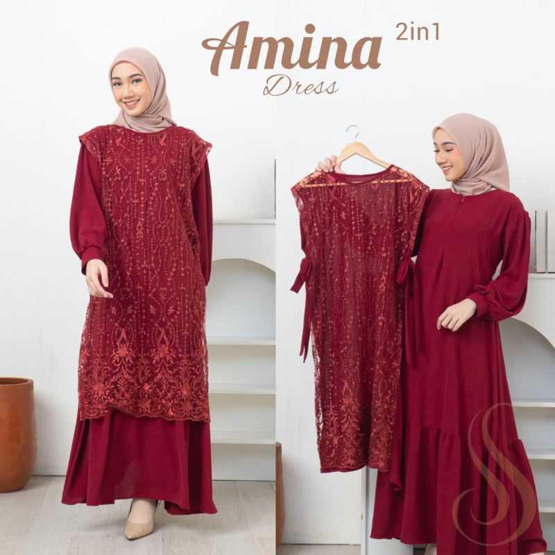 Gamis Pesta Mewah Elegan baju kondangan outer brukat vest lepas pasang