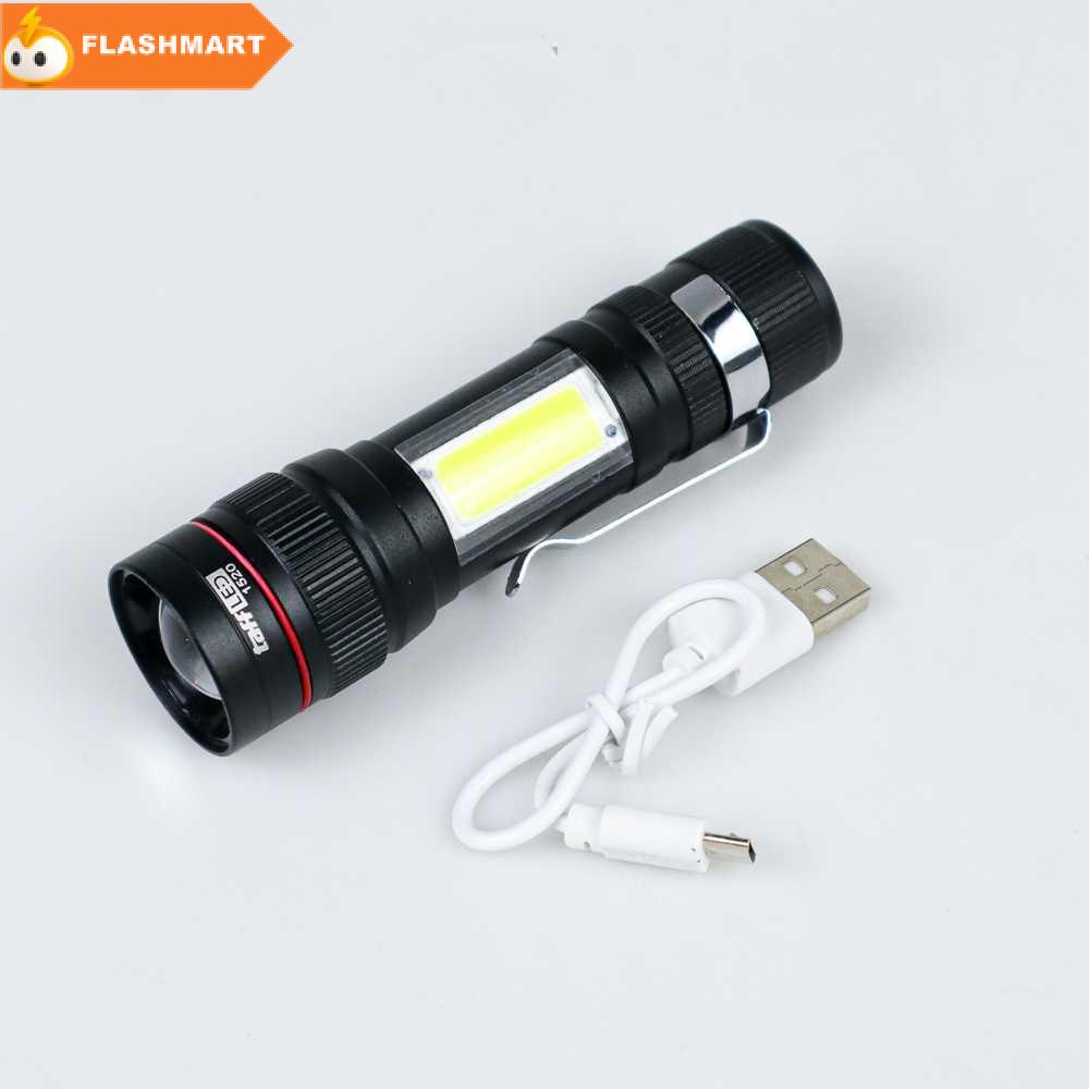 FLASHMART Senter LED USB Rechargeable XPE-T6 + COB 200 Lumens - 1520