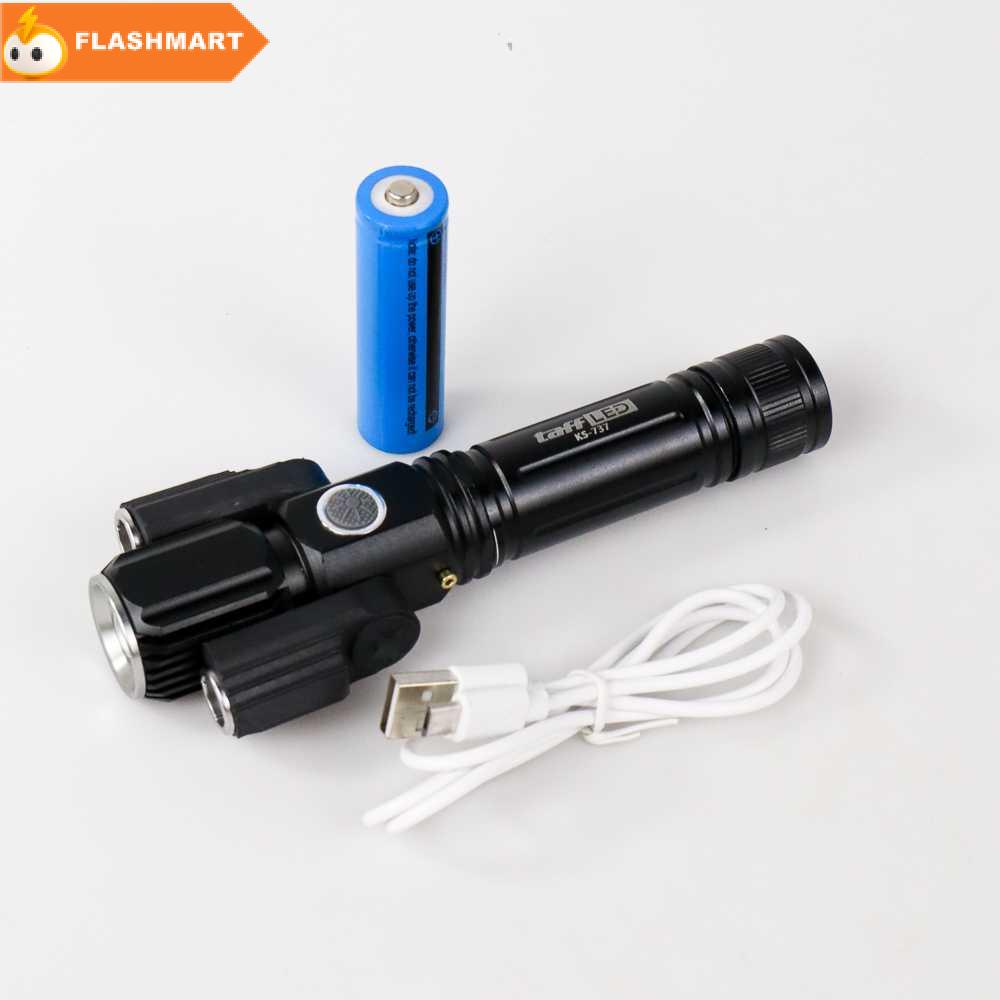 FLASHMART Senter LED Telescopic Zoom Cree T6 + 2 x XPE 1500 Lumens - KS-737