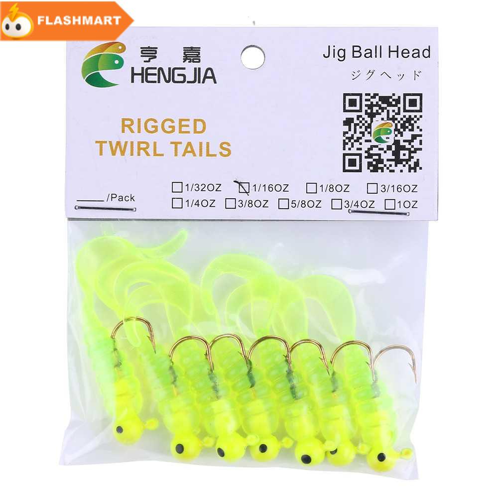 FLASHMART  Umpan Pancing Sea Bass Soft Bait Rigged Twirl Tails 1.75G 7PCS