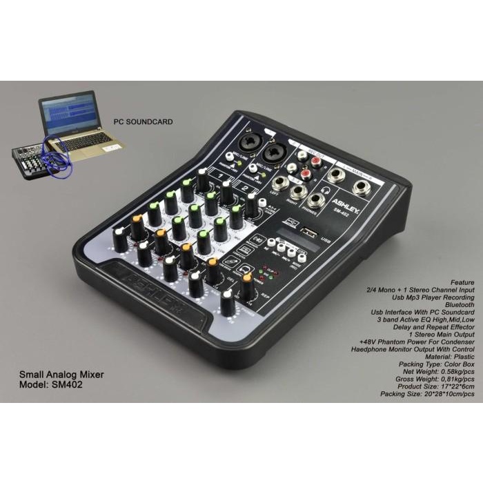 Terlaris Mixer Ashley Sm402 / Sm-402 / Sm 402 4 Chanel Original Bluetooth