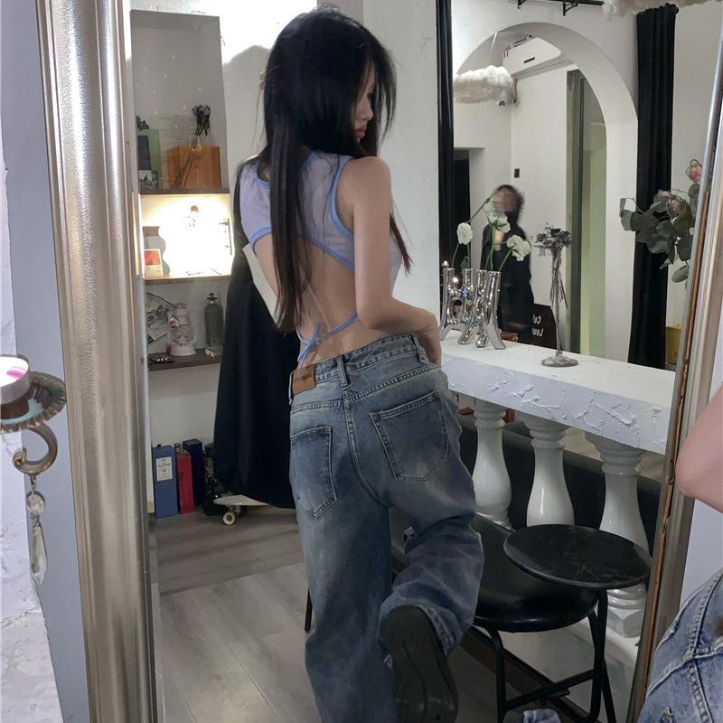 Red kumikumi design sense niche backless camisole female summer hot girls wear bottoming shirt and wear tops tide