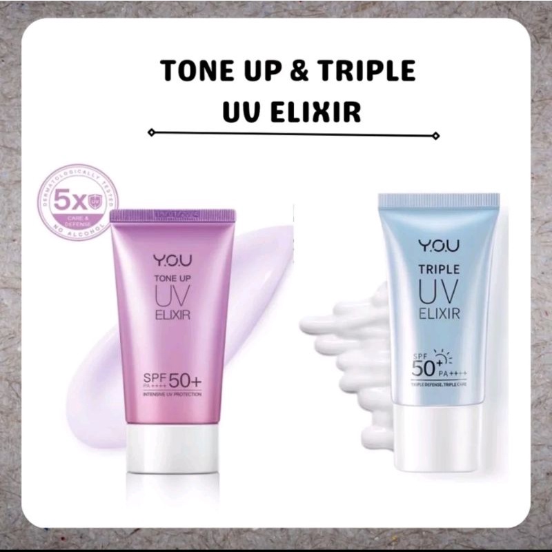 YOU Sunscreen Tone Up UV Elixir &amp; Triple UV Elixir SPF 50+ PA++++