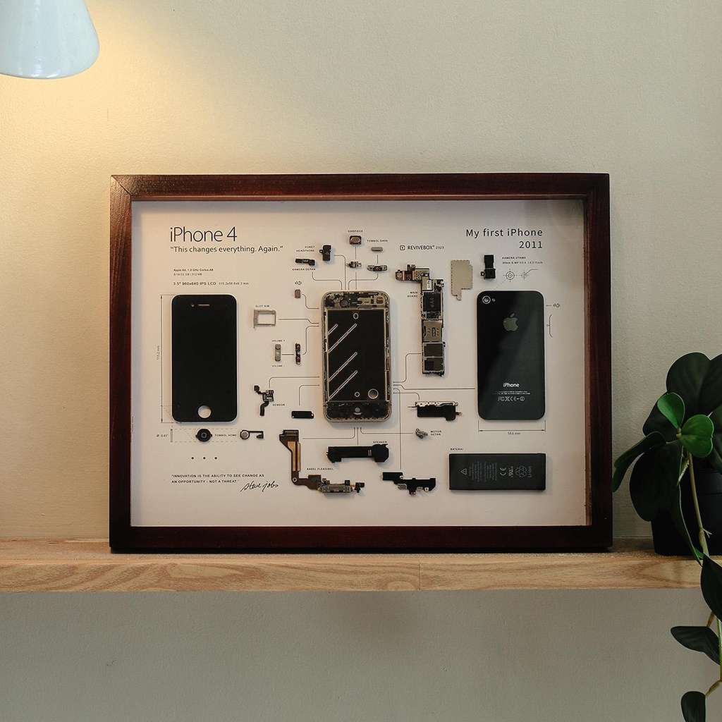 DESAIN & BINGKAI - revivebox | iPhone Artwork HP Kenangan Compnents Komponen Pajangan Dinding Konter