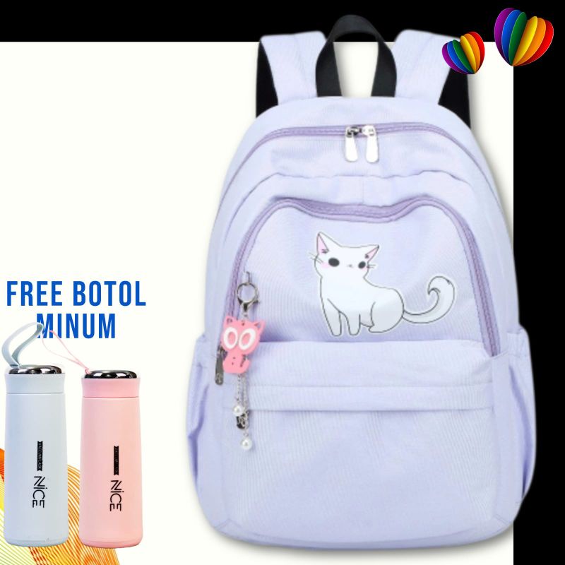 Tas Ransel Wanita Tas Ransel Sekolah Motif Kucing Tas Backpack Sekolah