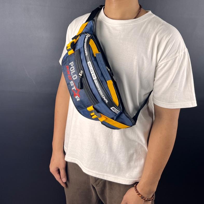 Promo Tas Pria Waistbag Bahan Nilon Parasut Waterproof Polo Prostar Tas Selempang Bahu