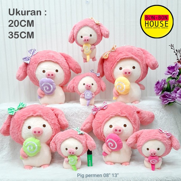 

Boneka Pig Permen Mini Topi Kelinci 35CM Impor