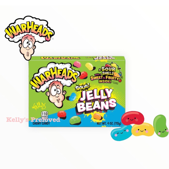 

WARHEADS SOUR JELLY BEANS 4 oz PERMEN ASAM 113 gram