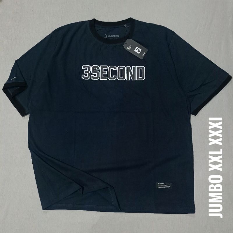 KAOS BIG SIZE XXL XXXL 3SECOND JUMBO / KAOS DISTRO THREE SECOND 2XL 3XL WARNA HITAM