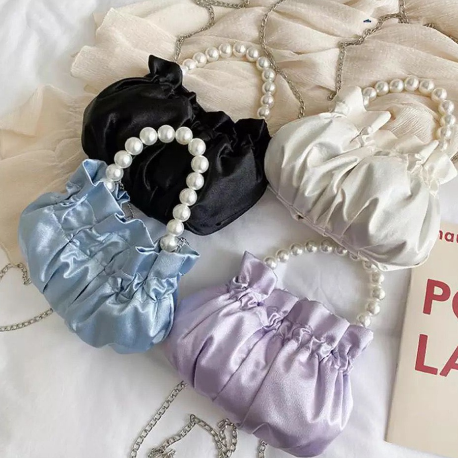 PALING DICARI Clutch kerut tas selempang wanita mutiara tas clutch wanita tas import wanita tas kond