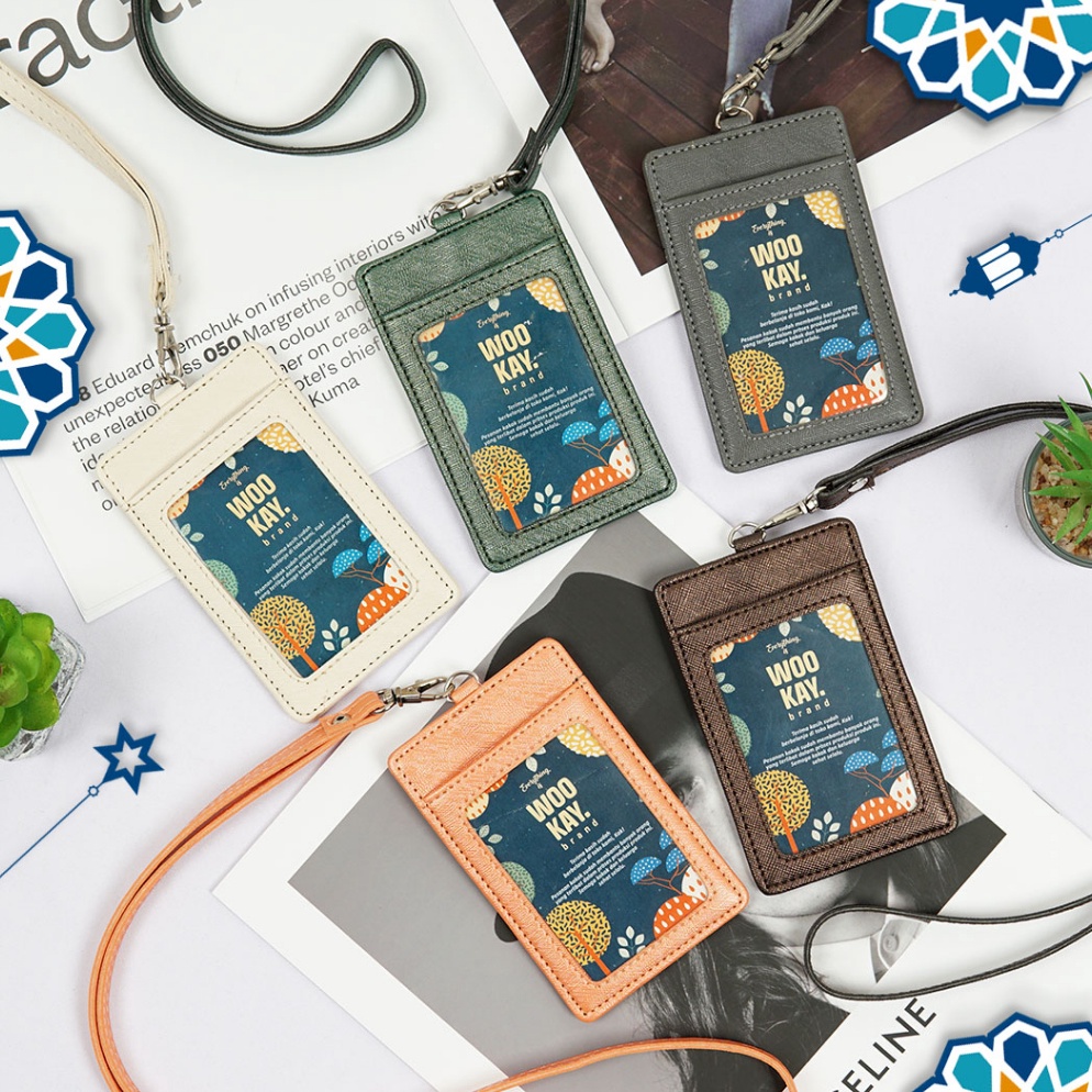 

MURAH BANGET WOOKAY Tempat Gantungan ID Card Holder Name Tag Kulit Kalung Custom Nama