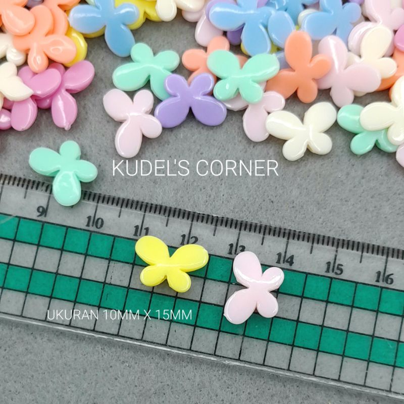 10gr/ 42pcs manik mote akrilik kupu-kupu mix pastel/ akrilik butterfly 10mmx15mm