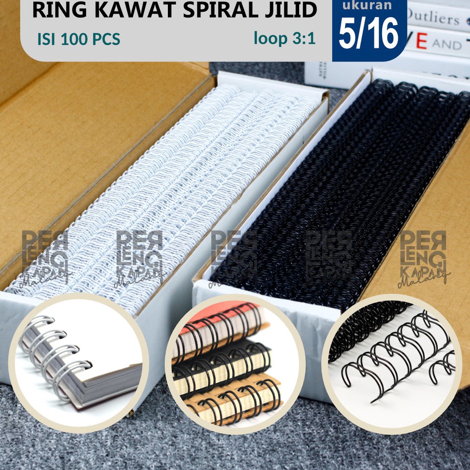 

Meriah Ring Kawat Spiral Jilid 5/16 F4 Atau A4 Spiral Wire 3:1 38 Atau 35 Lobang Paling Terjamin