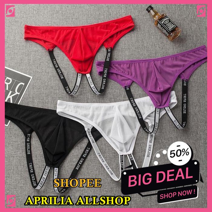 CELANA DALAM PRIA SEXY HOT OPEN CROTCH G STRING LOW WAIST TRANSPARAN MINI PRIA THONG Y056 BEST QUALI