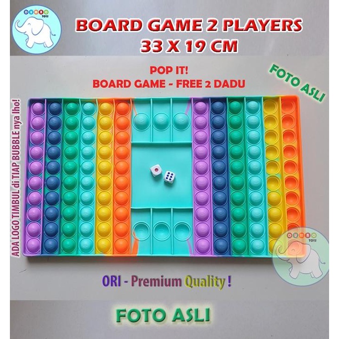 Must Have!! Pop It Board Game Persegi Panjang Battle Free Dadu Rainbow Jumbo Terbaru
